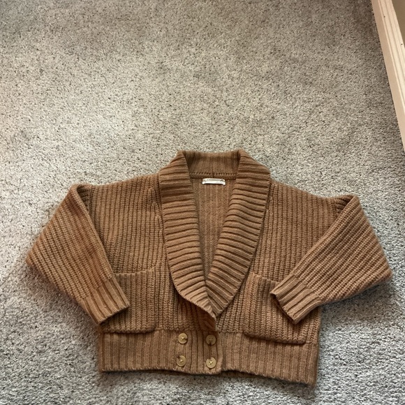 Anthropologie Tan Ribbed Cardigan - Picture 2 of 9